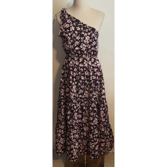 Unbranded Dresses & Skirts - Women's Unbranded Black Pink Floral One Shoulder Dress L